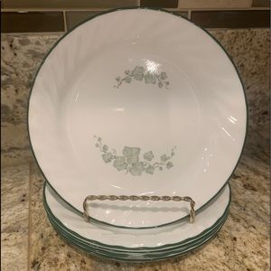5 Corelle CALLAWAY 7" Green Ivy White Swirl plates